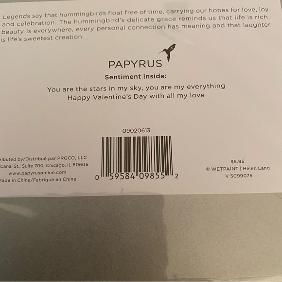 3/$15 NWT Happy Valentine’s Day Papyrus Card. “You are the stars in my sky…” - Picture 3 of 3